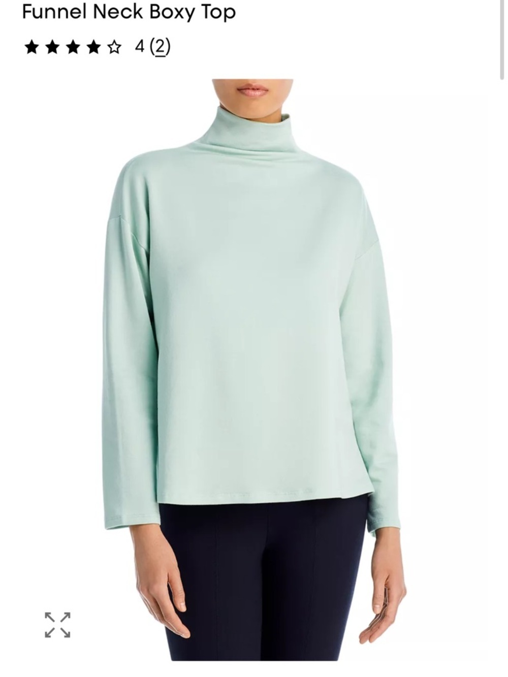 Eileen Fisher Soft Mint Funnel Neck Boxy Top Women’s Small